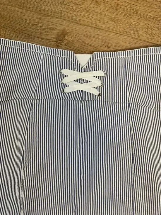 7th Avenue Design Studio New York & Company Blue and White Vertical Striped Lace - Picture 4 of 5